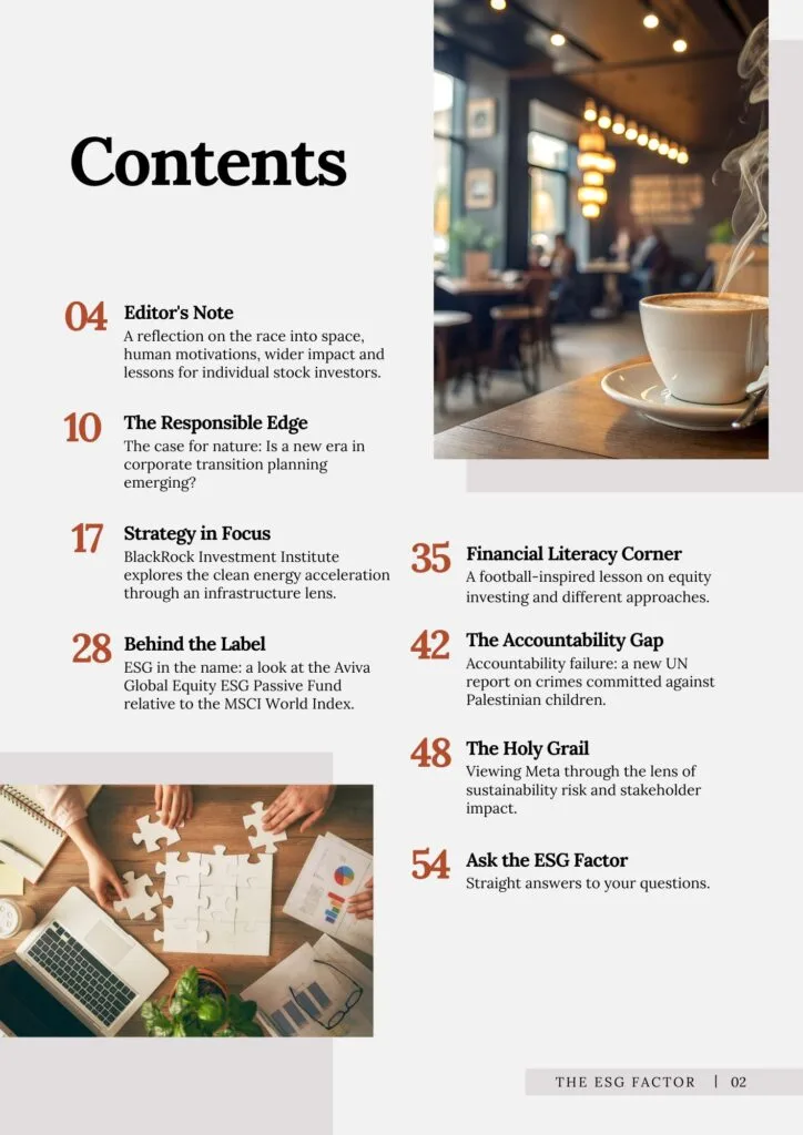 The ESG Factor Magazine July 2026 Contents Page